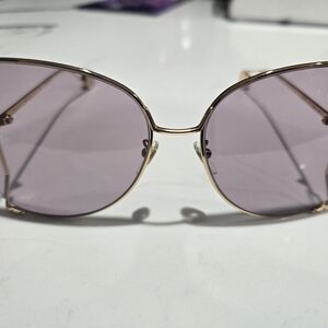 Gold Frame Sunglasses with Purple Lenses